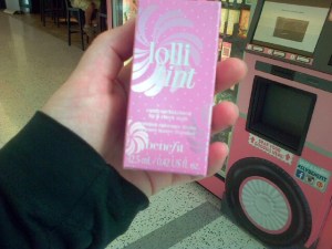 A full-sized bottle of Benefit Lollitint, fresh out of the machine!
